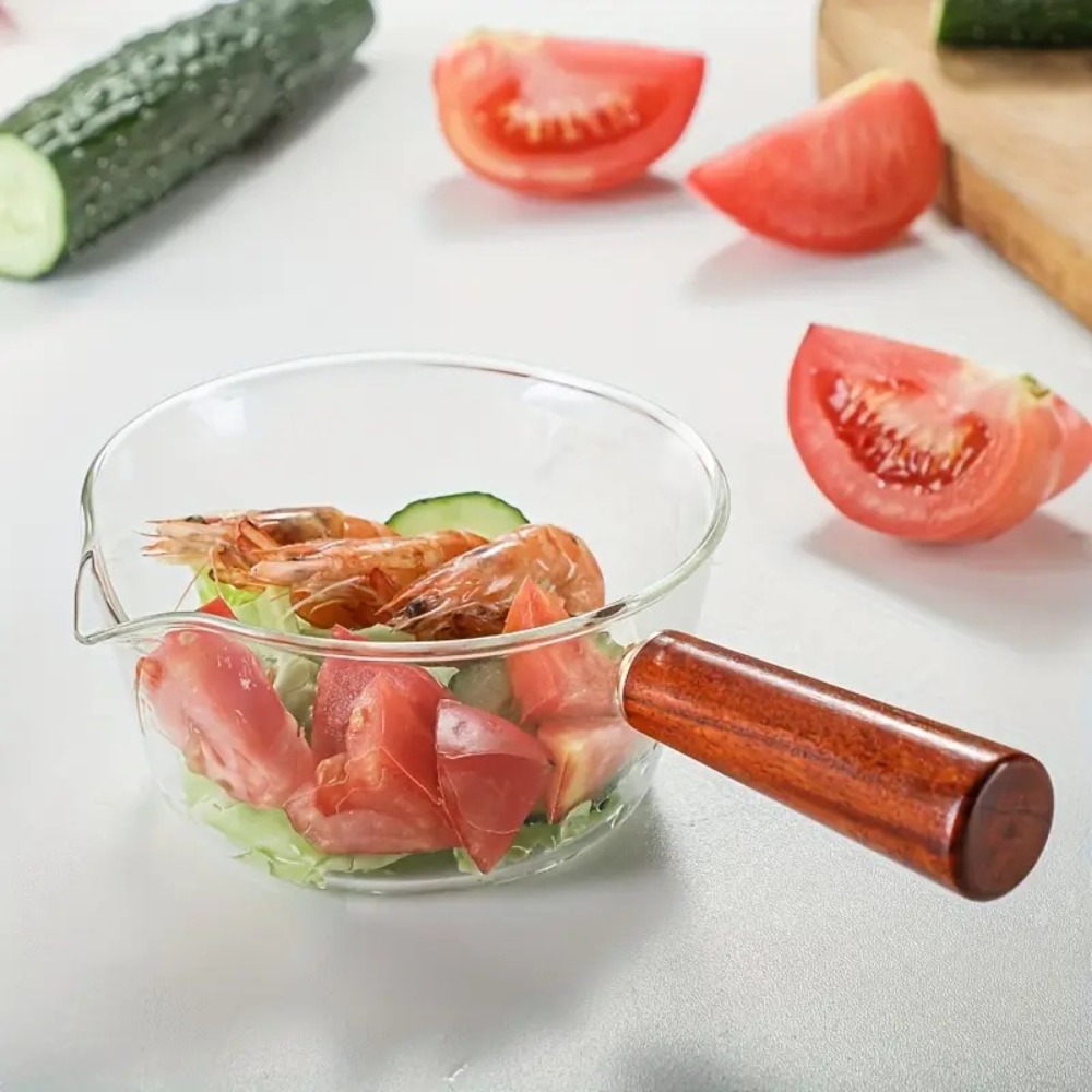 Baby Food Warmer - 패션 우드 핸들 유리 우유 냄비
