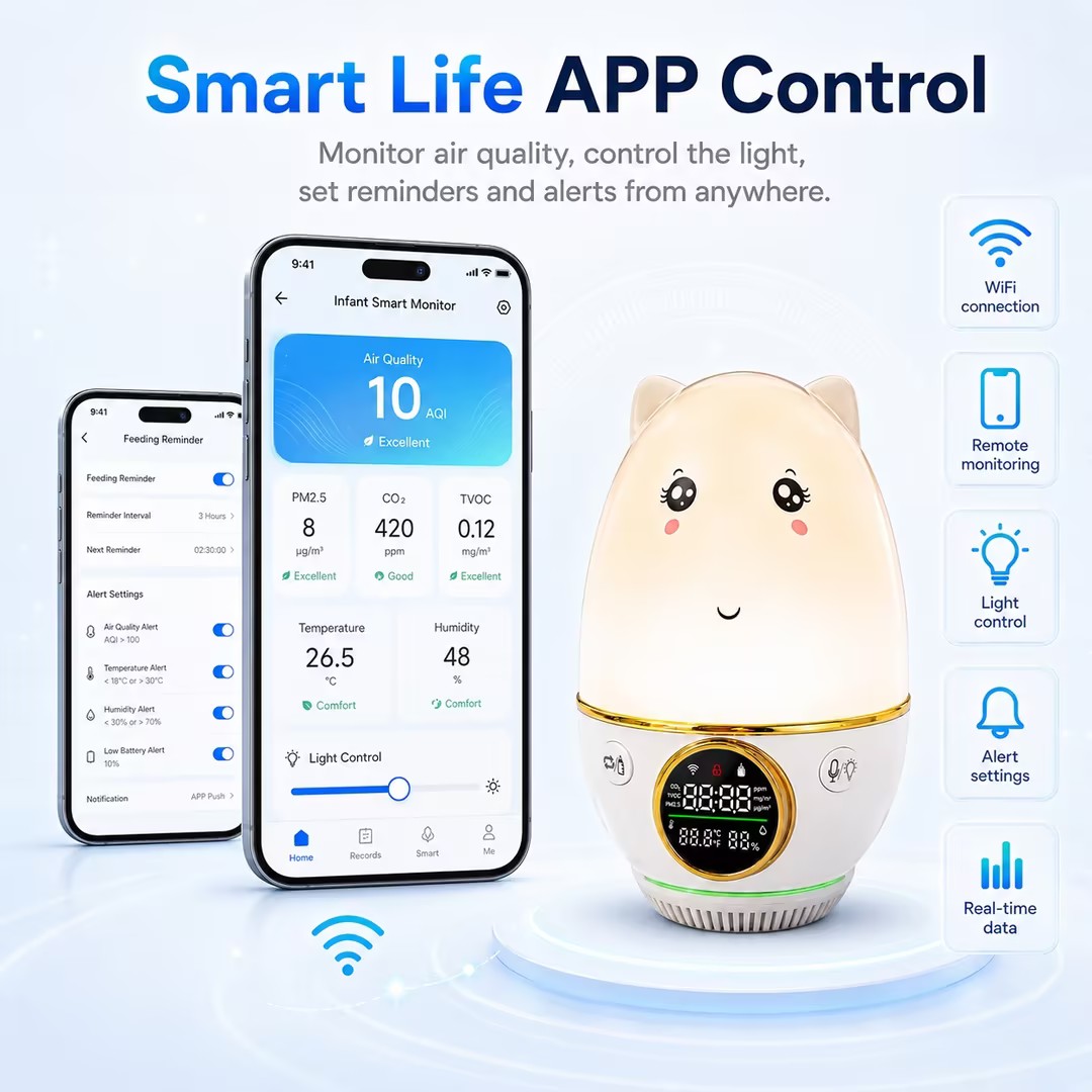 스마트 베이비 모니터, 3가지 공기질 테스트 기능(CO - Baby Food Tracker 리뷰 및 가격
