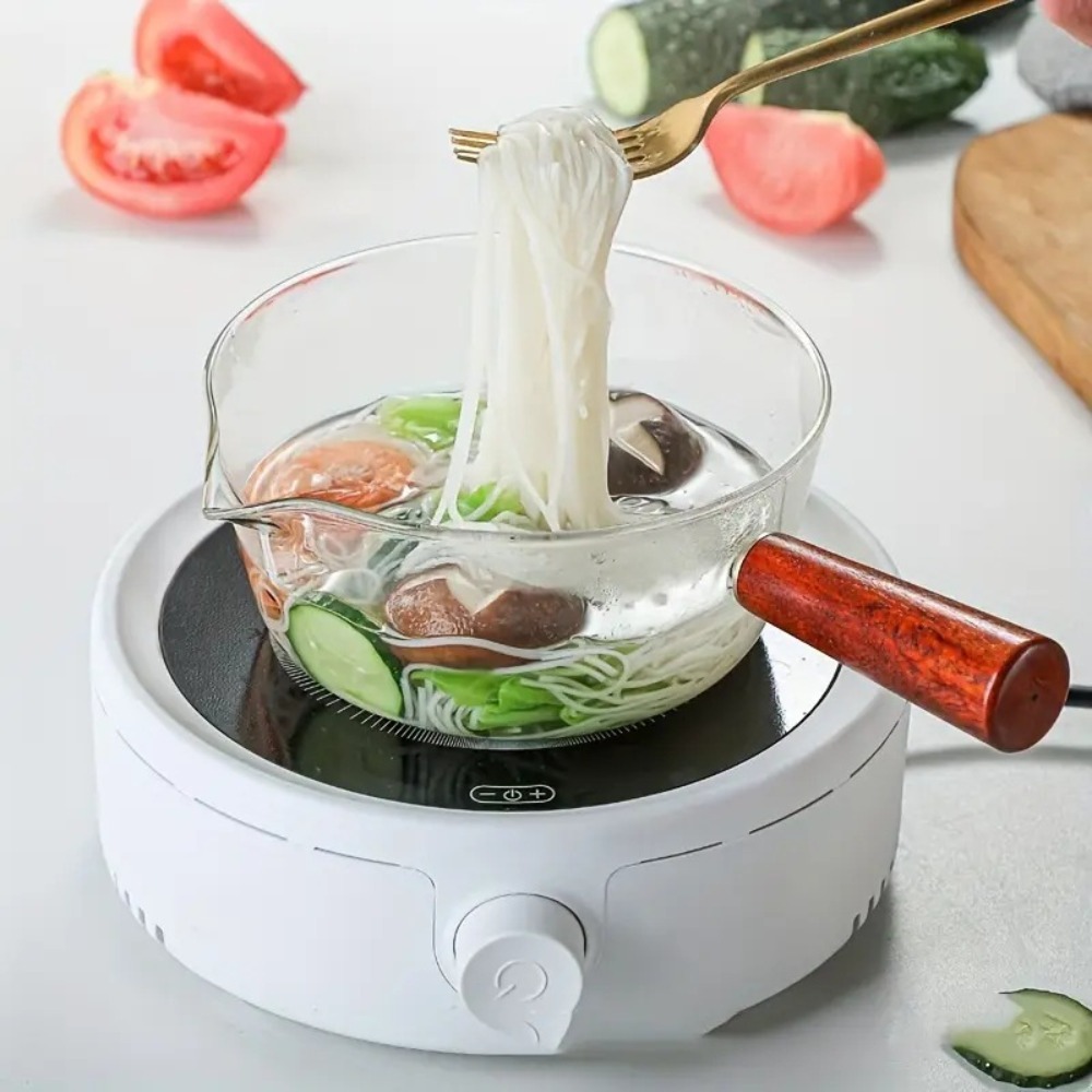 패션 우드 핸들 유리 우유 냄비 내열 가열용 냄비 미니 - Baby Food Warmer 리뷰 및 가격